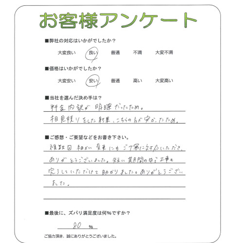工事の感想を聞かせてください。