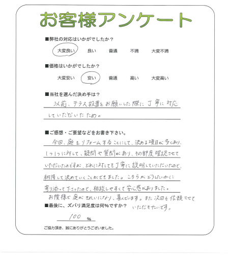 工事の感想を聞かせてください。
