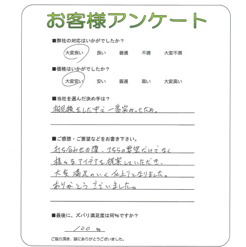 工事の感想を聞かせてください。