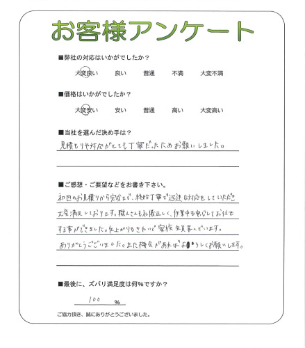 工事の感想を聞かせてください。