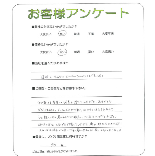 工事の感想を聞かせてください。
