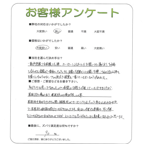 工事の感想を聞かせてください。