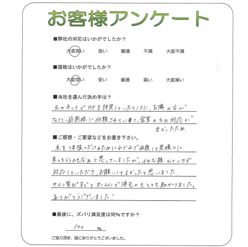工事の感想を聞かせてください。