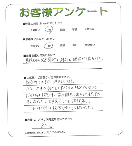 工事の感想を聞かせてください。