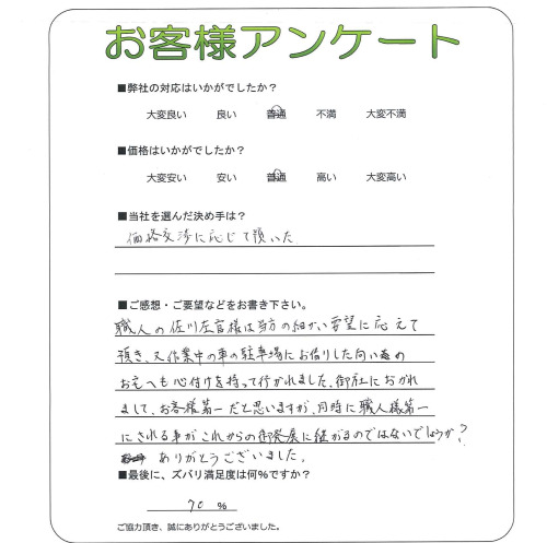 工事の感想を聞かせてください。