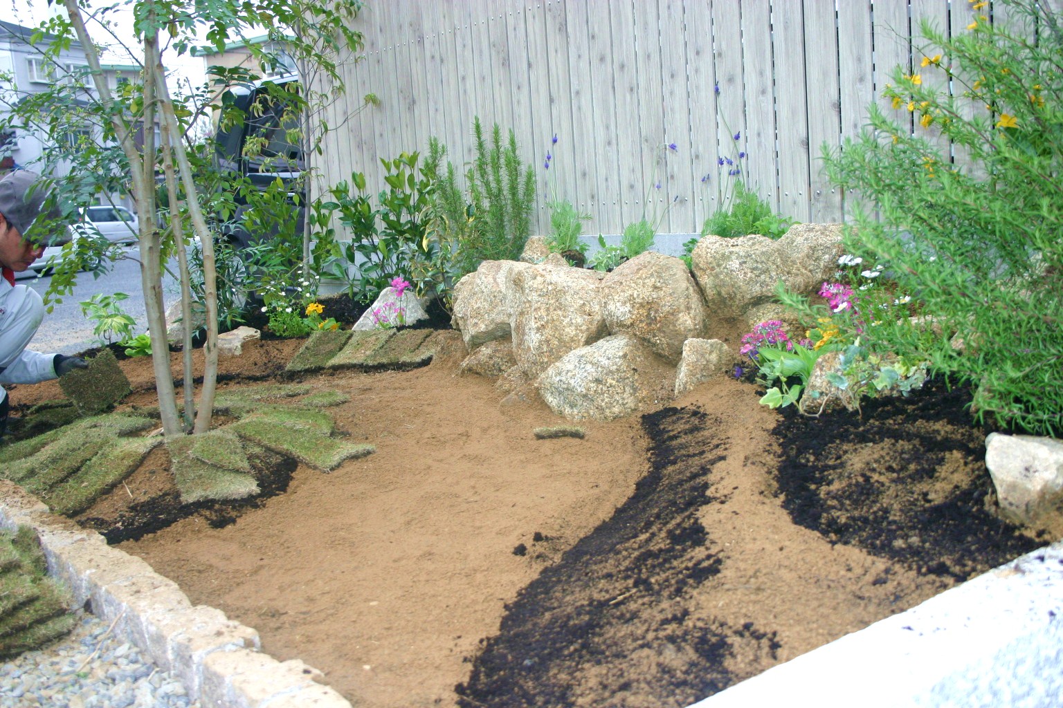 芝貼り境界